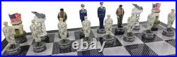 US Military Army vs Air Force Chess Men Set with 18 Black and Gray Board