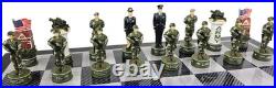 US Military Army vs Air Force Chess Men Set with 18 Black and Gray Board