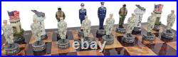 US Military Army vs Air Force Chess Men Set with 18 Cherry Color Board