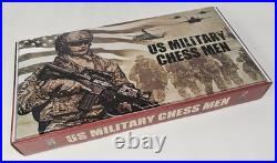 US Military Army vs Air Force Chess Men Set with 18 Cherry Color Board