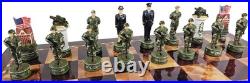 US Military Army vs Air Force Chess Men Set with 18 Cherry Color Board