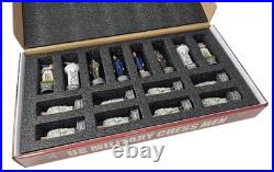 US Military Army vs Air Force Chess Men Set with 18 Cherry Color Board
