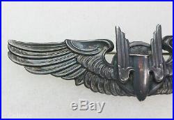 US WW2 Army Air Force Pin Back Sterling Aerial Gunner Wings 3 Moody Bros M332
