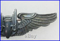 US WW2 Army Air Force Pin Back Sterling Aerial Gunner Wings 3 Moody Bros M332