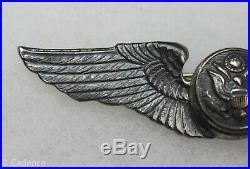 US WW2 Army Air Force Pin Back Sterling Air Crew Wings 3 Luxenberg Feather M331