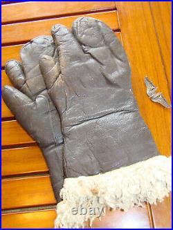 Us Army Air Force Air Gunner Wing & Leather Gloves Gauntlets A-9a Ww2