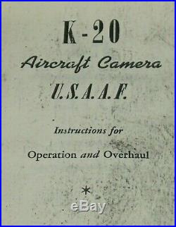 Us Army Air Forces K-20 Aircraft Camera Fairchild / Folmer Graflex Wwii Period