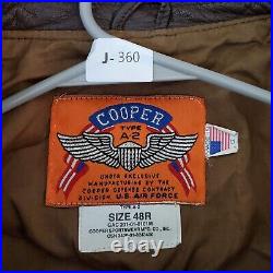 VINTAGE Cooper Men Jacket 48R Brown US Air Force 100% Goatskin Leather READ