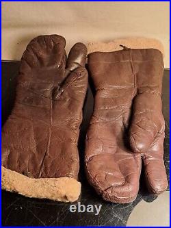 VINTAGE U. S. ARMY AIR FORCE LEATHER GLOVE/MITTEN A-9 Large WWII WW2 USAF B-17