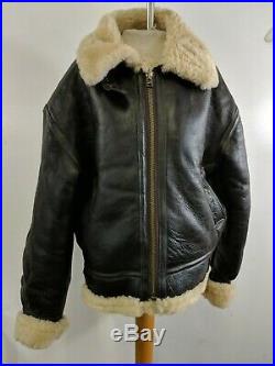 VINTAGE US ARMY AIR FORCE B-3 BOMBERS JACKET AC-18604 LEATHER SHEEPSKIN Museum L