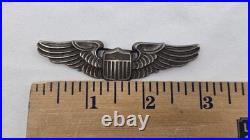 VINTAGE WWII USAAF US Army Air Force Sterling Silver 3 Pilots Wings Badge