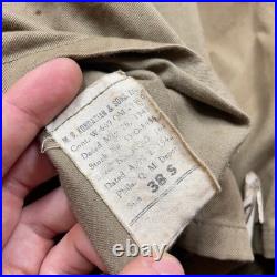 VTG 40s 1943 Heavy Wool Overcoat Trench Coat WW2 US Military Army Air Force 38S