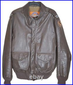 VTG Cooper Type A-2 Leather Flight Jacket 15th US Army Air Force Patch Size 42 L