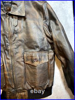 VTG Flight Bomber Leather Jacket Type A-2 US Army Air Force Size XL Brown USA