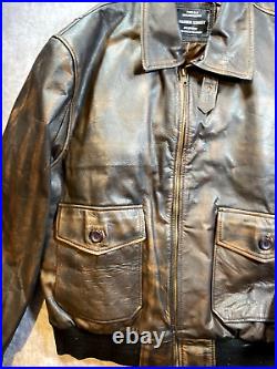 VTG Flight Bomber Leather Jacket Type A-2 US Army Air Force Size XL Brown USA