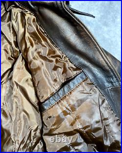 VTG Flight Bomber Leather Jacket Type A-2 US Army Air Force Size XL Brown USA