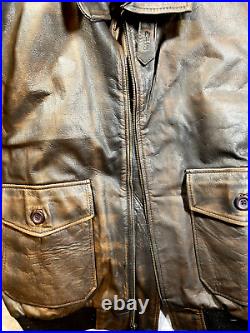 VTG Flight Bomber Leather Jacket Type A-2 US Army Air Force Size XL Brown USA