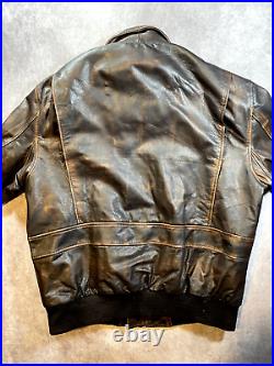 VTG Flight Bomber Leather Jacket Type A-2 US Army Air Force Size XL Brown USA