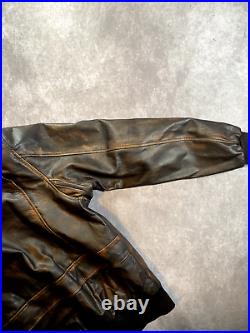 VTG Flight Bomber Leather Jacket Type A-2 US Army Air Force Size XL Brown USA