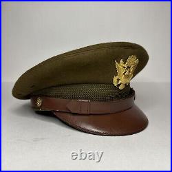 VTG Frank Bros WW2 US Army Air Forces Officers Crusher Visor Cap Badge Hat WWII