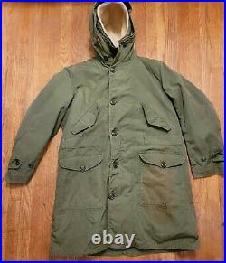 VTG M-1947 M47 US Army Air Force Overcoat Parka Coat Jacket With Pile Liner M