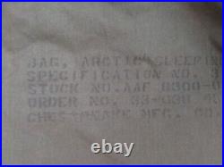 VinTagE WWII AAF US Army Air Forces Type A-3 Down Sleeping Bag 3140-A USAAF