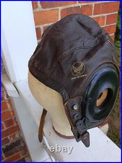 Vint. WWII US Army Air Force A-11 Leather Flight Helmet 3189 Size Medium