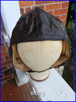 Vint. WWII US Army Air Force A-11 Leather Flight Helmet 3189 Size Medium