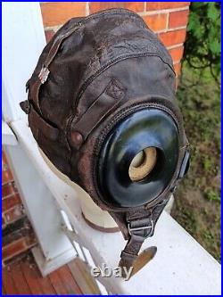 Vint. WWII US Army Air Force A-11 Leather Flight Helmet 3189 Size Medium