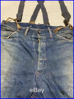 Vintage 1930's Montgomery Ward Denim Work Pants With US Army Air Force Suspender