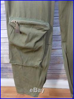 Vintage 1940's WWII US Army Air Force TYPE A-4 Flight Suit Green Gabardine 38