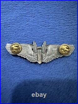 Vintage 1940s Original WW2 US Army Air Force Aerial Gunner Wings 3 Pin Sterling