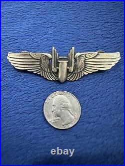 Vintage 1940s Original WW2 US Army Air Force Aerial Gunner Wings 3 Pin Sterling