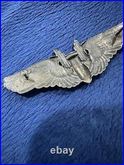 Vintage 1940s Original WW2 US Army Air Force Aerial Gunner Wings 3 Pin Sterling