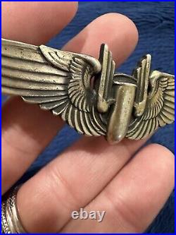 Vintage 1940s Original WW2 US Army Air Force Aerial Gunner Wings 3 Pin Sterling