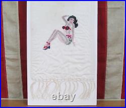 Vintage 1940s US Army Far East Air Force WWII Pin Up Silk Tapestry GI Souvenir 3