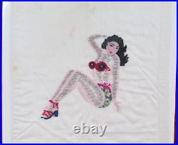 Vintage 1940s US Army Far East Air Force WWII Pin Up Silk Tapestry GI Souvenir 3