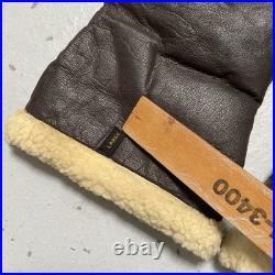 Vintage 1940s WWII US Army Air Force Type A-9A Shearling Leather Gloves NWOT L