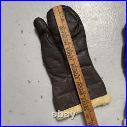 Vintage 1940s WWII US Army Air Force Type A-9A Shearling Leather Gloves NWOT L