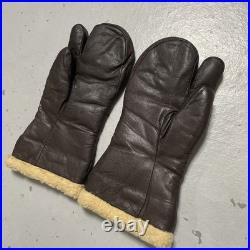 Vintage 1940s WWII US Army Air Force Type A-9A Shearling Leather Gloves NWOT L