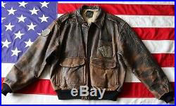 Vintage 1987 Avirex XL Us Army Air Force A-2 Leather Flight Bomber Coat Jacket