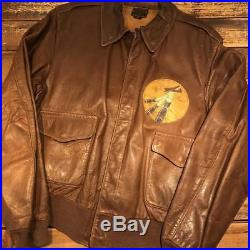 Vintage 40'S US ARMY AIR FORCE A-2 Military Leather Outerwear Flight Jacket 42