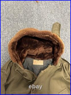 Vintage 40's WW2 US Army Air Force Type B-9 Parka Military Jacket Size L