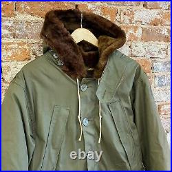 Vintage 40s WW2 B-11 Flight Jacket Hooded Military US Army Air Forces Fur Lined