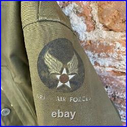 Vintage 40s WW2 B-11 Flight Jacket Hooded Military US Army Air Forces Fur Lined