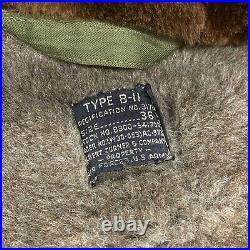 Vintage 40s WW2 B-11 Flight Jacket Hooded Military US Army Air Forces Fur Lined