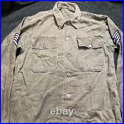 Vintage 50's Military Sateen Shirt Army Korean War 13 Star US Air Force