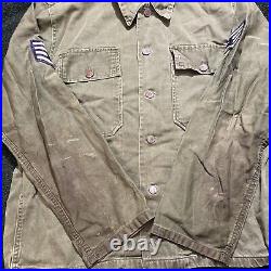 Vintage 50's Military Sateen Shirt Army Korean War 13 Star US Air Force