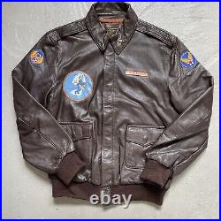 Vintage A-2 Leather Flight US Army Air Forces Military Jacket Painted USA 46