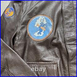 Vintage A-2 Leather Flight US Army Air Forces Military Jacket Painted USA 46